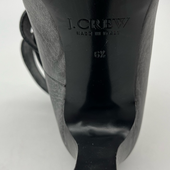 J Crew Loxley Buckle Platform Leather Heels Size 6.5 Black Gray Distressed Italy - Picture 8 of 9